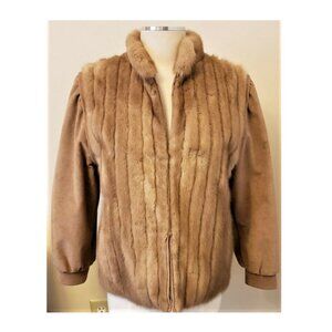Reversible Fur/Leather Jacket Custom Made Sz- M Brown